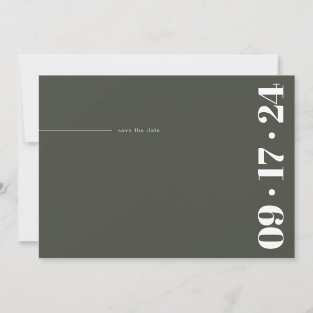 Fet typografi Minimalistisk Modern Olivgrön Spara Datumet (Framsida)