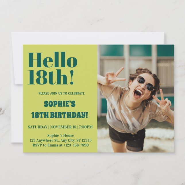 Fet typografi Modern 18-års fotofest Inbjudningar (Framsida)