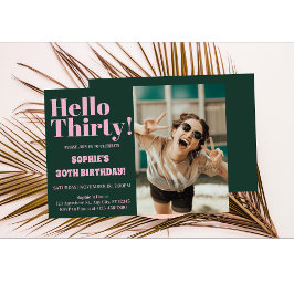 Fet typografi Modern 30-års födelsedagsfest foto f Inbjudningar