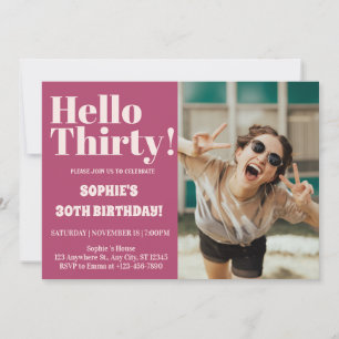 Fet typografi Modern 30-års födelsedagsfest Inbjudningar