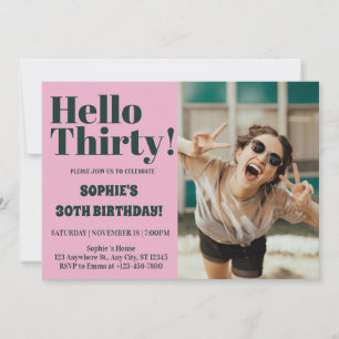 Fet typografi Modern 30-års födelsedagsfest Inbjudningar