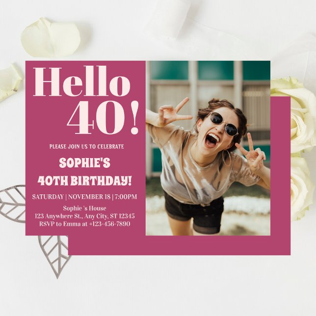 Fet typografi Modern 40-års födelsedagsfest  Inbjudningar (Skapare uppladdad)
