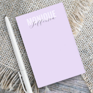 Fet typografi och skript Lilac Lavender Monogram Post-it Block