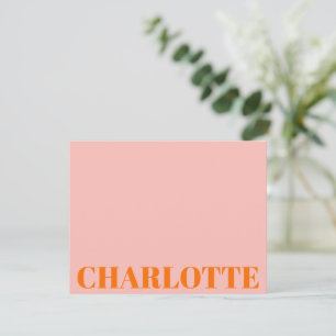 Fet typografi Personligt namn Orange Rosa Anteckningskort