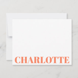 Fet typografi Personligt orange namn Anteckningskort