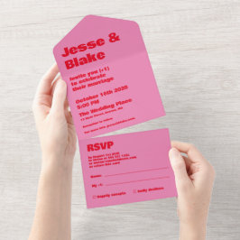Fet typografi, rosa och rött bröllop