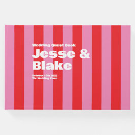 Fet typografi, rosa och rött bröllop gästböcker
