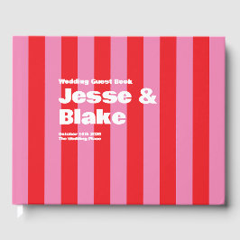 Fet typografi, rosa och rött bröllop gästböcker