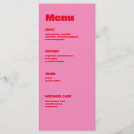 Fet typografi, rosa och rött bröllop meny
