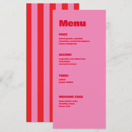 Fet typografi, rosa och rött bröllop meny