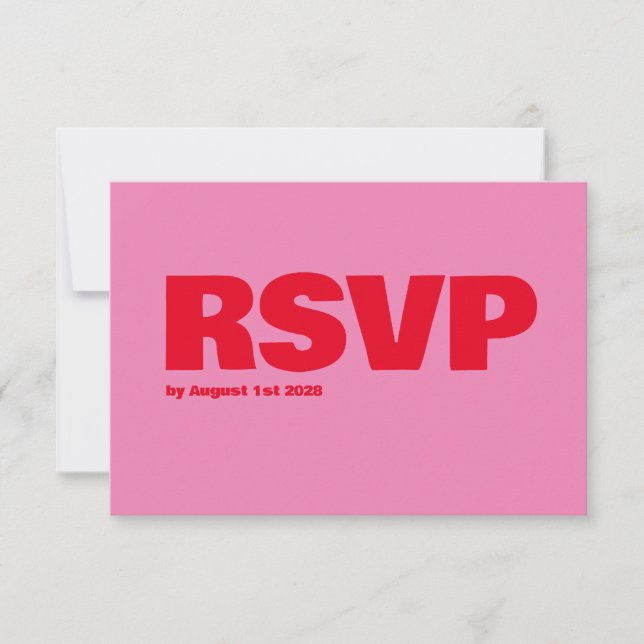 Fet typografi, rosa och rött bröllop OSA kort (Framsida)