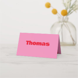 Fet typografi, rosa och rött bröllop placeringskort