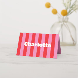 Fet typografi, rosa och rött bröllop placeringskort