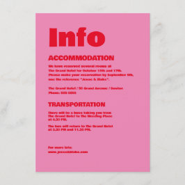 Fet typografi, rosa och rött bröllop tilläggskort