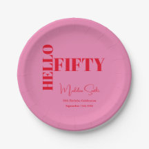 Fet typografi Rosa Red Modern 50:e födelsedagen