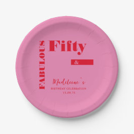 Fet typografi Rosa Red Modern 50:e födelsedagen