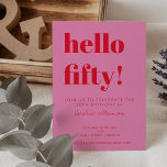 Fet typografi Rosa Red Modern 50:e födelsedagen Inbjudningar<br><div class="desc">Bold Typografi Bright Rosa och Red Modern 50:e födelsedagsinbjudan</div>