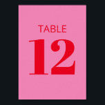Fet Typografi Rosa Red Modern Bordsnummer Sign Poster<br><div class="desc">Fetstipografi Bright Rosa och Red Modern Bat mitzvah Bordsnummer - tecken</div>