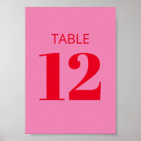 Fet Typografi Rosa Red Modern Bordsnummer Sign