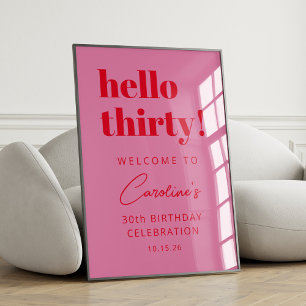 Fet typografi Rosa Röd Modern Födelsedagsvälkomst Poster
