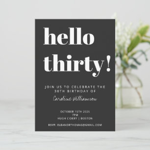 Fet typografi Svart Modern 30-årsfest Inbjudningar