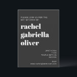 Fet typografi Svart Modern Bat Mitzvah Inbjudningar<br><div class="desc">Fet typografi Svart Modern Bat Mitzvah Inbjudan</div>