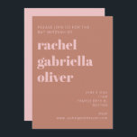 Fet Typografi Terracotta och Rosa Bat mitzvah Inbjudningar<br><div class="desc">Modern och enkel bat mitzvah inbjudan med fet typografi i terracotta och rosa.</div>