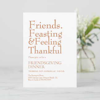 Fet typografi Vännernas Thanksgiving-middag  Inbjudningar