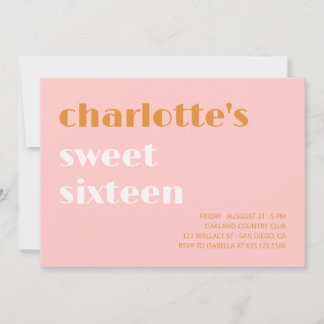 Fet typografisk enkel lax-Sweet sixteen Inbjudningar
