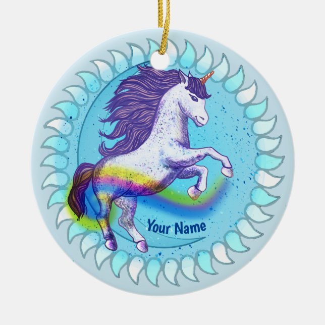 Fet Unicorn Julgransprydnad Keramik (Framsidan)