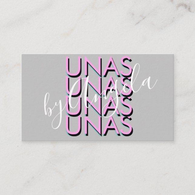 Fet upprepad ögonfransar Salong Nails Unas Rosa Visitkort (Framsida)