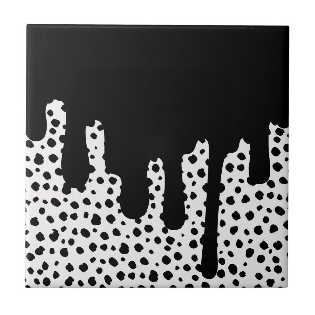 Fet uttryck i Black Bläck - Retro Ceramic Tile Kakelplatta (Framsidan)