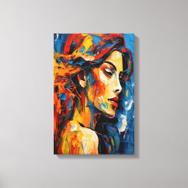 Fet uttrycksfull konst av Abstrakten Female Porträ Canvastryck