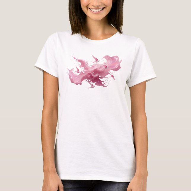 Fet & Vacker Rosa Abstrakt Fågel Modern T-shirt (Framsida)