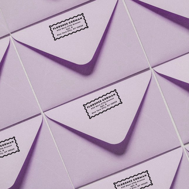 Fet Vågigt Ram Returadress Självfärgande Stämpel (wavy line frame modern return address self-inking stamp)