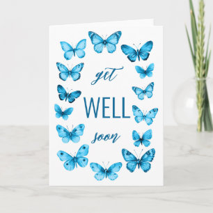 Fet vattenfärg Butterflies GET WELL SOON ANPASSNIN Kort