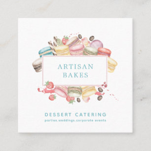 Fet vattenfärg Macaron Baker-bakverk Chef Fyrkantigt Visitkort
