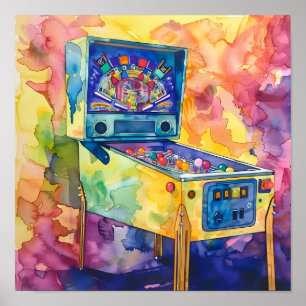 Fet vattenfärgspopkonst Pinball Poster #12