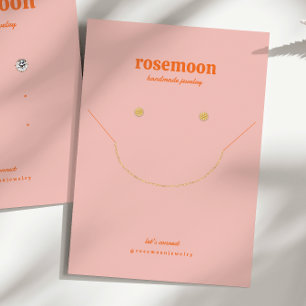 Fet Vibrant Rosa Orange Necklace och Earring Card Visitkort