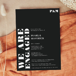 Fet, vit, svart, bröllop förlovningsfest inbjudningar