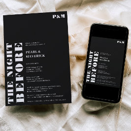 Fet, vit, svart bröllop-repetitionsmiddag inbjudningar