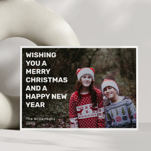 Fet vit text överlägg två foto-God jul Julkort