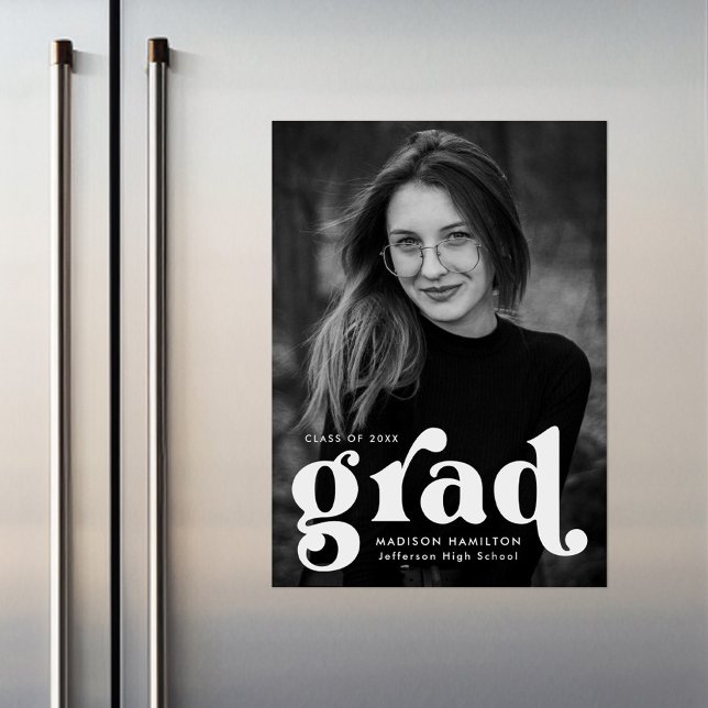 Fet vit typografi - foto Studenten Magnetisk Inbjudningskort (Skapare uppladdad)