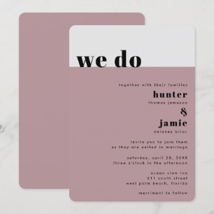 Fet "We Do" Light Mauve Bröllop Inbjudningar