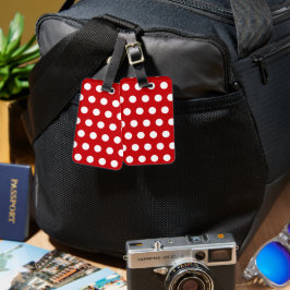 Fet White Polka dots på Red Bagagebricka
