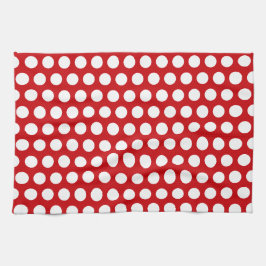 Fet White Polka dots på Red Kökshandduk