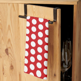 Fet White Polka dots på Red Kökshandduk