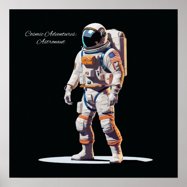 Fet White Spacewalk Astronaut Poster (Framsidan)