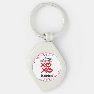 Fet XOXO Hugs & Kisses Valentines day Gift Swirl Silverfärgad Nyckelring