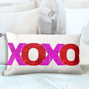 Fet XOXO Kärlek Rosa Red Foil Valentines day enkel Lumbarkudde